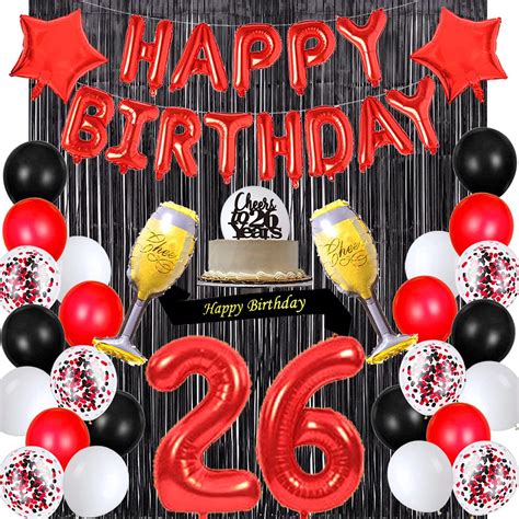 Buy Santonila Red 26th Birthday Decorations Happy Banner Sash Cheers To