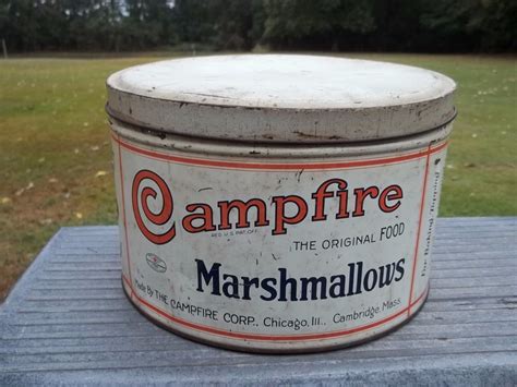 old 10 od advertising tin can campfire marshmallows 5 lbs vintage kitchen decor antique price