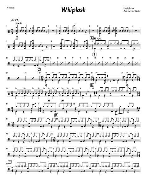 Whiplash Drumset Sheet Music For Drum Group Solo