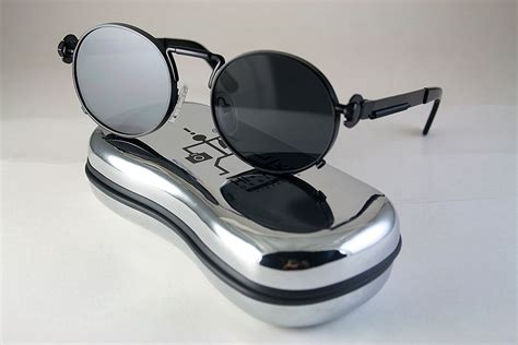Hi Tek Round Black Metal Sunglasses With Black Lenses Ht 165 Hitek