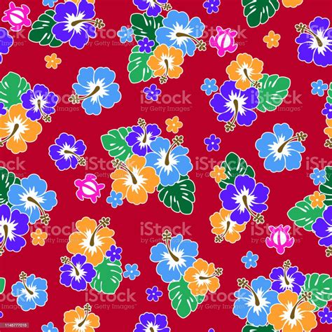 Pretty Hibiscus Flower Pattern Illustration Stock Illustration