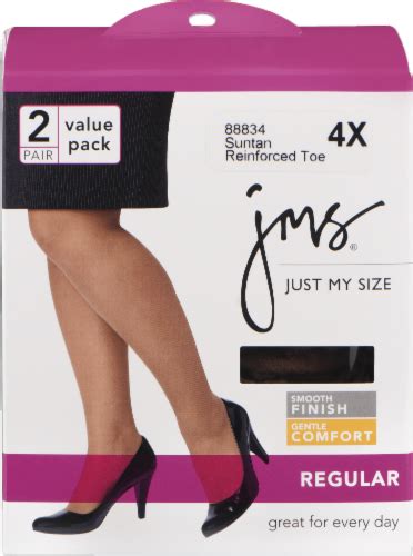 Just My Size® Womens Reinforced Toe Regular Pantyhose 2 Pack