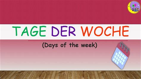 Days Of The Week In German Language Youtube