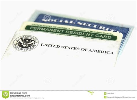 As proof of that status, u.s. Permanent Resident And Social Security Cards Stock Image - Image of land, department: 13870091