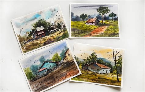 Village Inspired Watercolor Landscapes Four Painting Projects