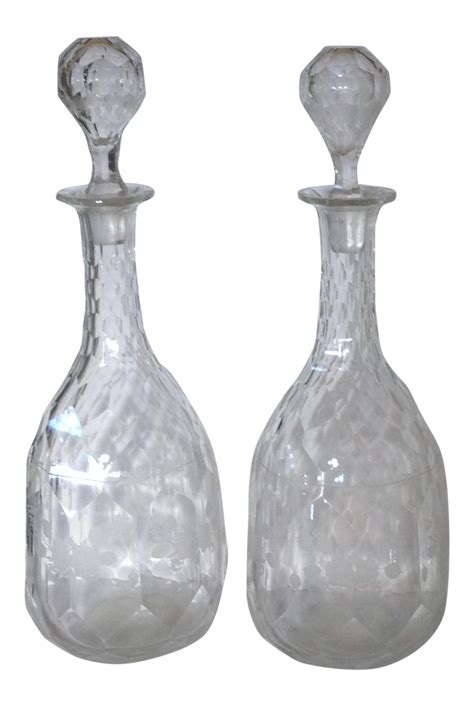 Pair Of Etched Glass Decanters Glass Decanter Glass Etching Decanters