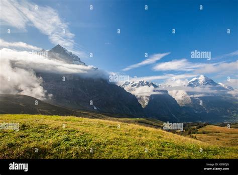 Blick Auf Mount Eiger Vom Ersten Grindelwald Berner Oberland Kanton