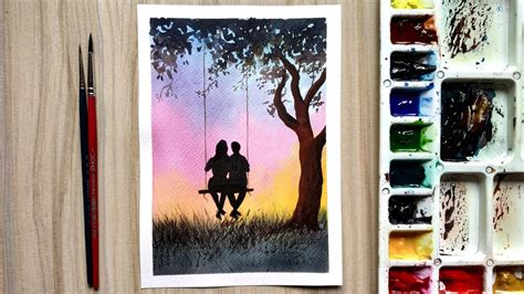 Simple Watercolor Painting Tutorial Of Romantic Couple Step By Step