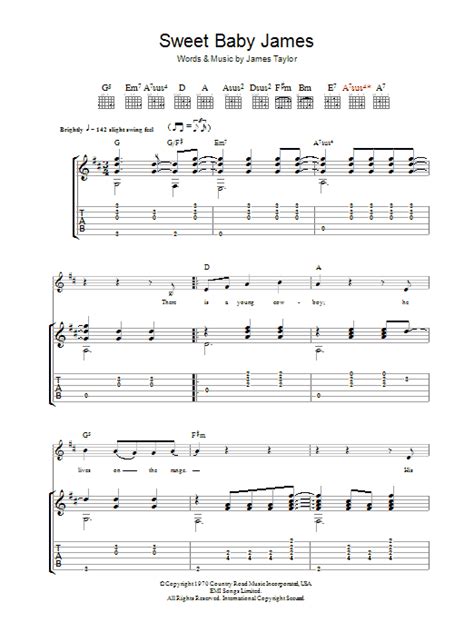 Sweet Baby James By James Taylor Guitar Tab Guitar Instructor