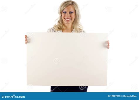 Beautiful Woman Holding Sign Stock Image Image Of Paper Blank