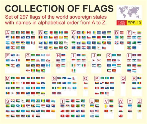 World National Flags Set Official Nations Flag Collection Stock Vector