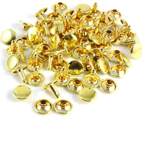 Buy 250 Set 108mm Gold Color Brass Material Double Cap Round Rapid Rivet Punk