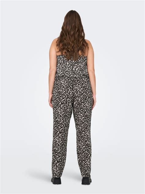Curvy Leo Print Trousers Black Only®