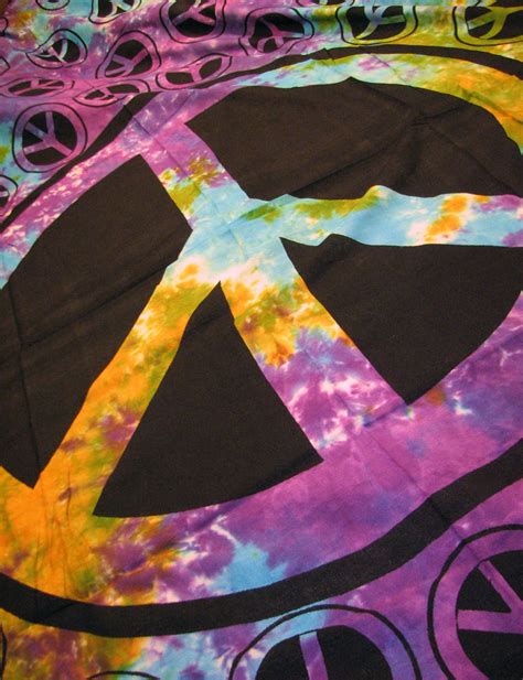 Tie Dye Peace Sign 100 Cotton Hippie Tapestry Bedspread Throw Huge 72 X 108 On Storenvy