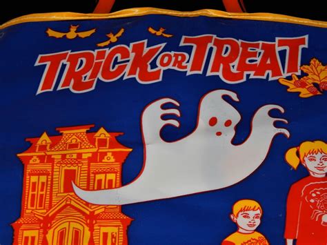 Vintage Halloween Bag 1960s 1970s Trick Or Treat Candy Bag Multi