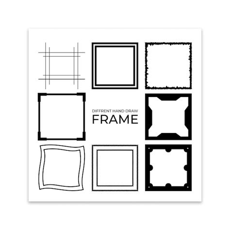 Premium Vector Hand Drawn Set Of Simple Black Squares Frame