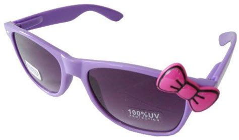 sanrio hello kitty style designer inspired classic wayfarer sunglasses neon purple with pink