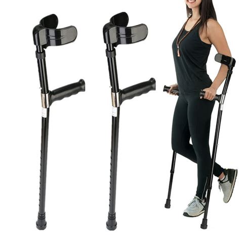 1 Pair Ergonomic Medical Lightweight Walking Forearm Crutches Anti Slip