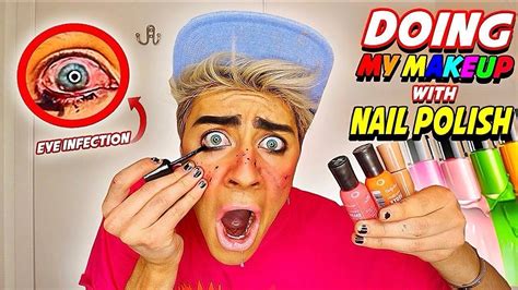 Doing My Makeup With Nail Polish Beauty Hack Youtube