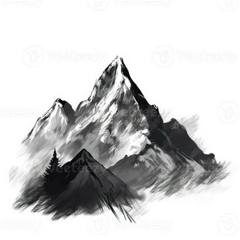 Mountains Pencil Drawing Simple Illustration Of Generated Ai Mountains
