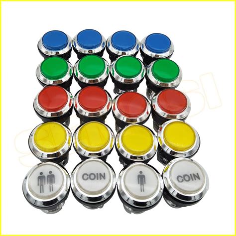 Chrome Plated Illuminated 12v Led Arcade Push Button With Microswitch