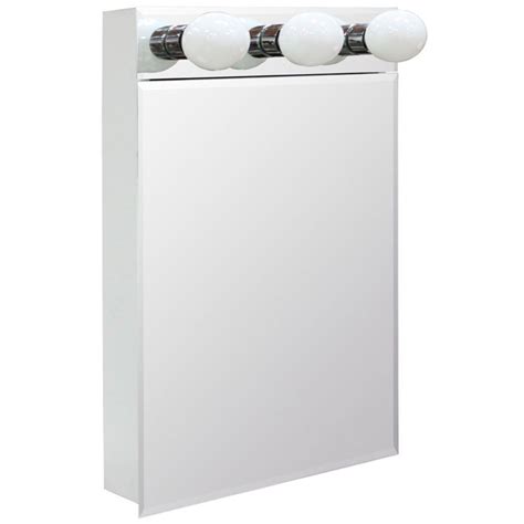 A frameless medicine cabinet featuring led lights, mirrored interior, swing door, and 4 shelves. Glacier Bay 16 in. W x 28 in. H Lighted Frameless Beveled ...