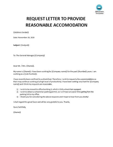 How do I write a letter to request for reasonable accommodation for ...