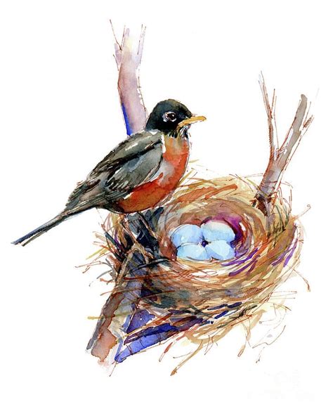 Perch Painting Robin With Nest By John Keeling Nest Art Bird Nest