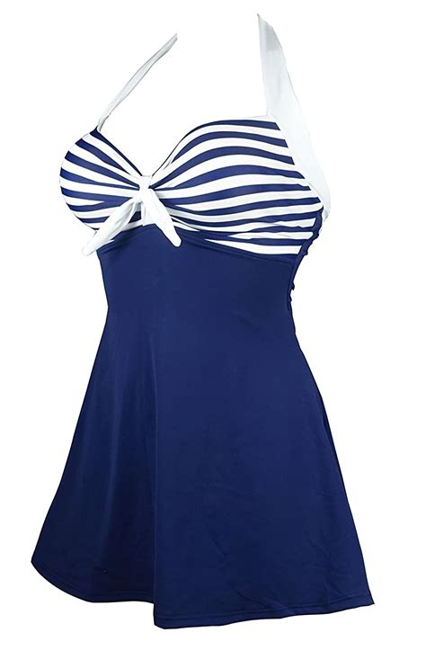 Cocoship Vintage Sailor Pin Up Swimsuit One Piece Skirtini Cover Up