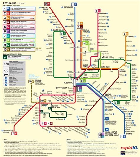 Kuala Lumpur Transit Map Train Lrt Mrt Ktm Monorail Erl