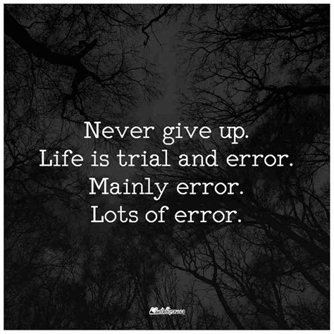 Never Give Up Life Is Trial And Error Mainly Error Lots Of Error Quotes