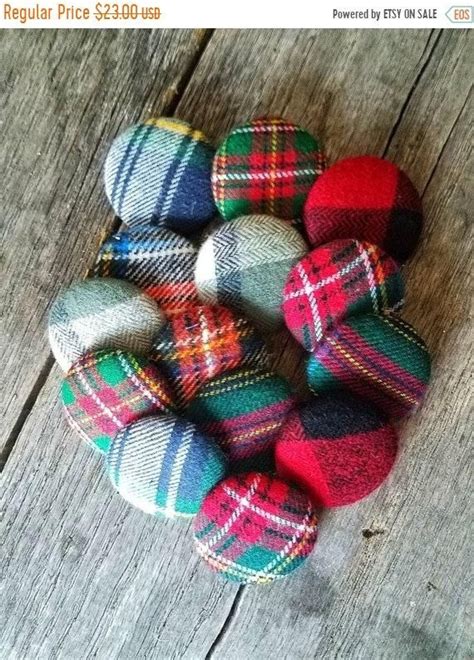 Large Tartan Plaid Fabric Covered Buttons Simple Fabric Covered