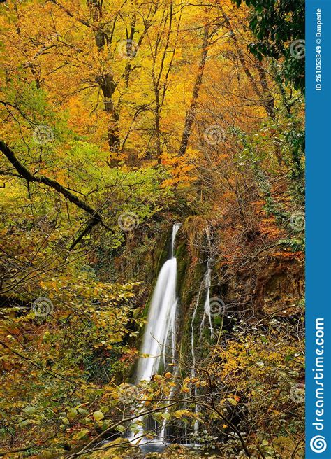 Waterfall In Autumn Forest Stock Image Image Of Woods 261053349