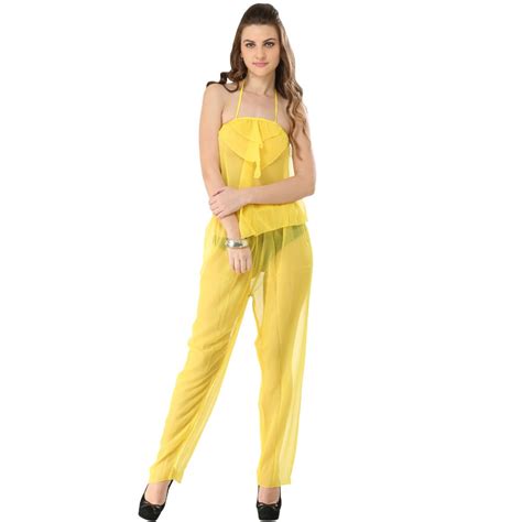 3 Piece Elegant Yellow See Through Pajama Set At Rs 450set Pyjama