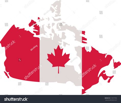 Canadian Map With Canada Flag Royalty Free Stock Vector 517677703