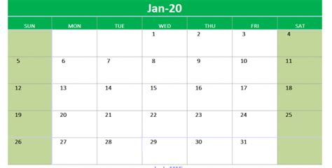 Excel Calendar Template 2020 Editable Free Calendar For Planning