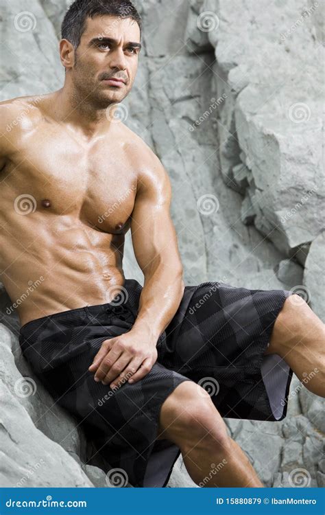 Man Beach Stock Image Image Of Athlete Gorgeous Masculine 15880879