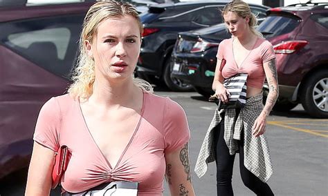 Ireland Baldwin Goes Braless In Plunging Pink Crop Top During Make Up