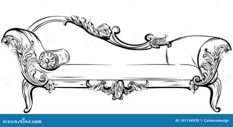 Sofa Or Bench With Rich Baroque Ornaments Elements Vector Royal