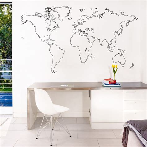 Uk Outlined World Map Vinyl Wall Decal Graphic