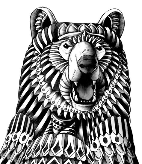 Bear drawing face at paintingvalley com explore collection of bear. Ornate Grizzly Bear on Behance