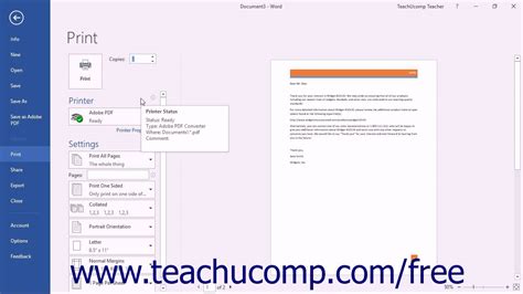 Word 2016 Tutorial Previewing And Printing Documents Microsoft Training