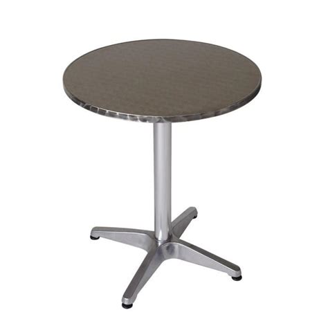 Table bistrot ronde alu 4 pieds fonte d'aluminium plateau inox MDF