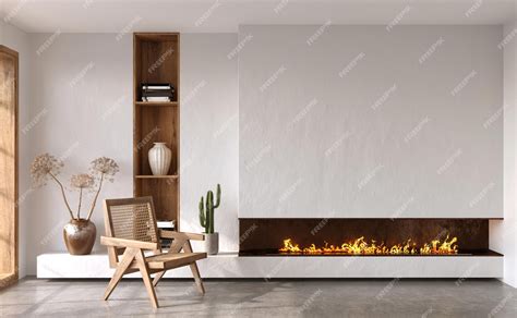 Premium Photo Minimalist Living Room Interior With Modern Fireplace