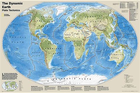 National Geographic The Dynamic Earth Plate Tectonics Wall Map