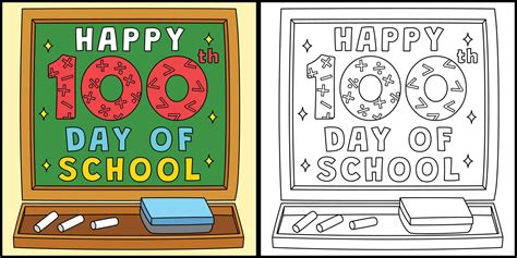Feliz 100º Dia De Escola Ilustração Para Colorir 15529348 Vetor No Vecteezy