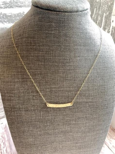 Hammered Gold Curved Bar Necklace Gold Charm Necklace Etsy In 2021