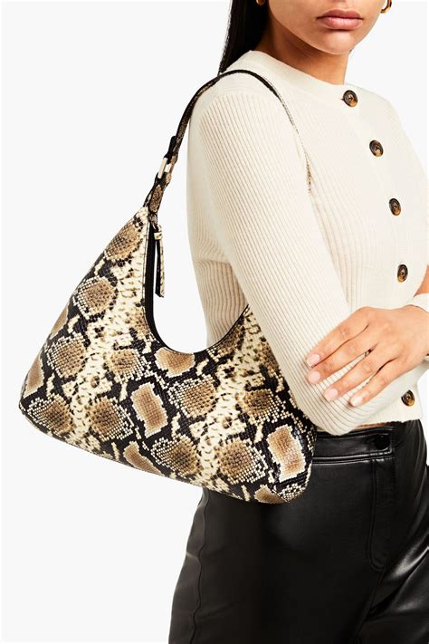 By Far Amber Snake Effect Leather Shoulder Bag The Outnet