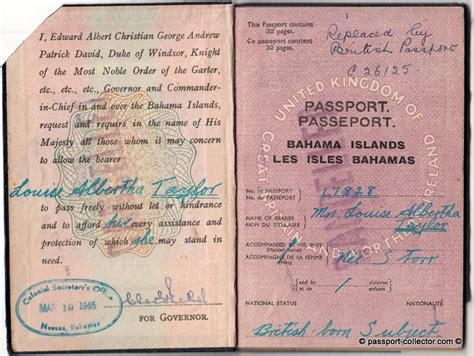 Bahama Island Passport 1945 Colonial Office By Tom Topol