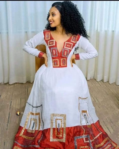 Red Menen Ethiopian Traditional Dresseritrean Dresshabesha Etsy Ethiopian Dress Ethiopian